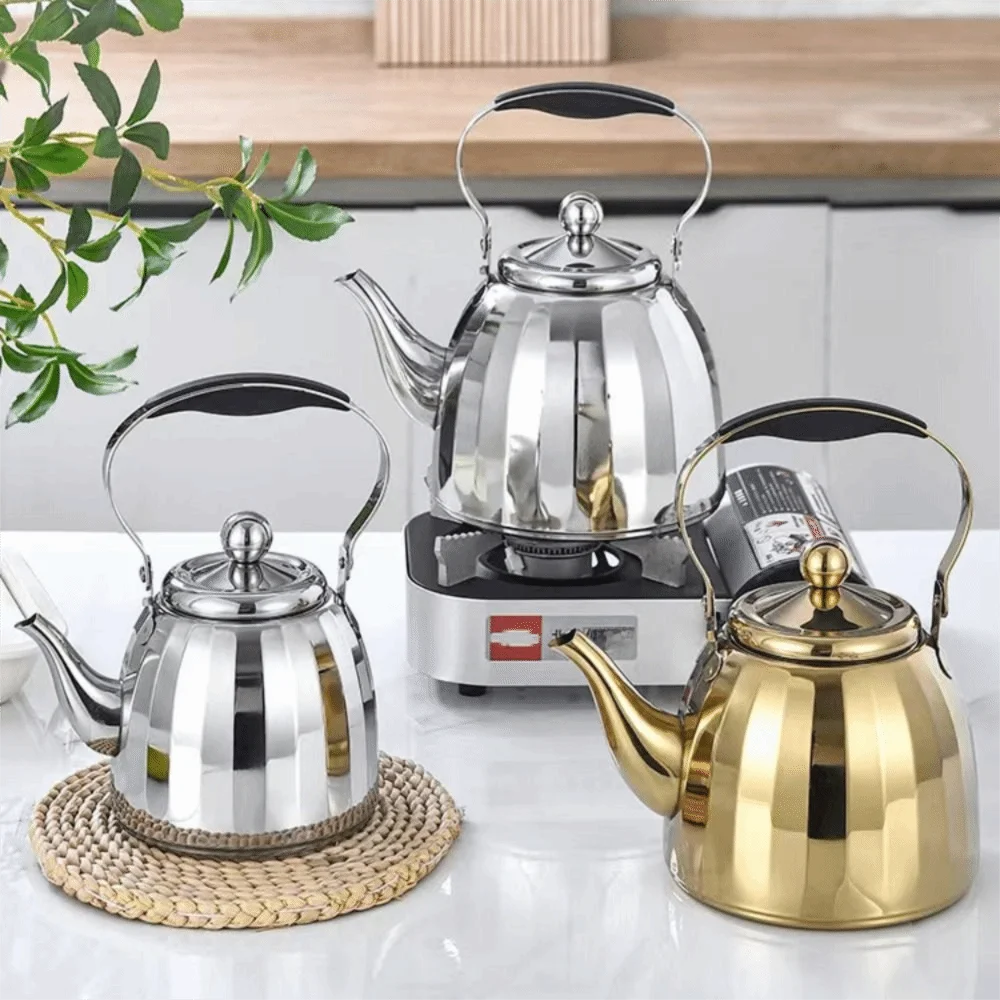Bouilloire acier inox miroir motif fleur infuseur amovible