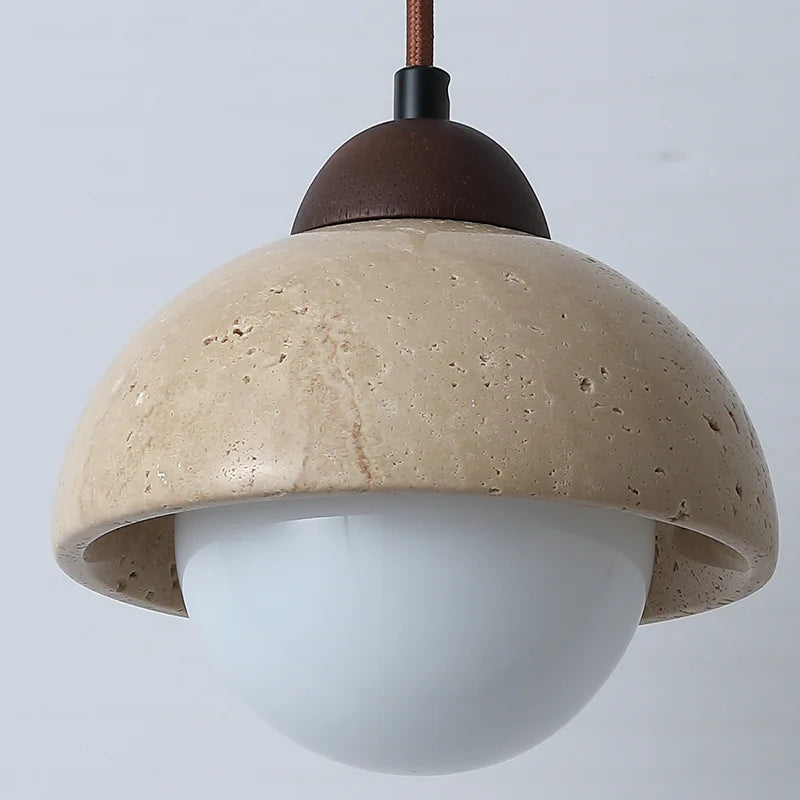 lustre suspendu vintage en pierre naturelle avec led - vue 6 sur 6