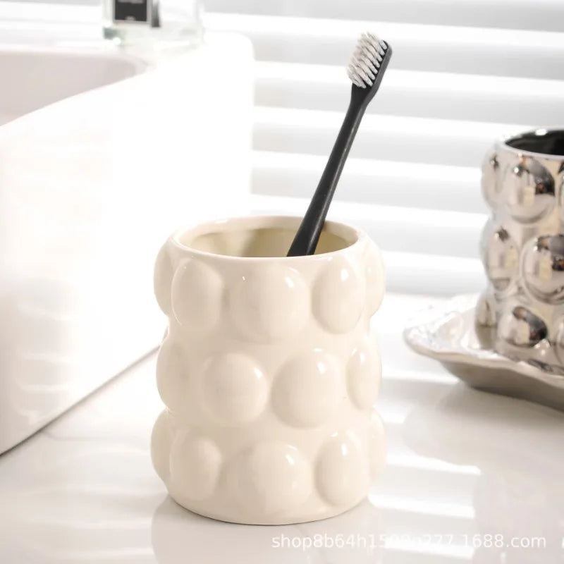 ensemble de tasses en céramique pour amoureux luxe accessoires salle de bain - vue 5 sur 9