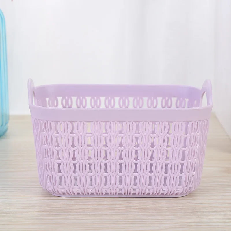 panier de rangement portable en rotin et plastique pour divers articles - vue 6 sur 9