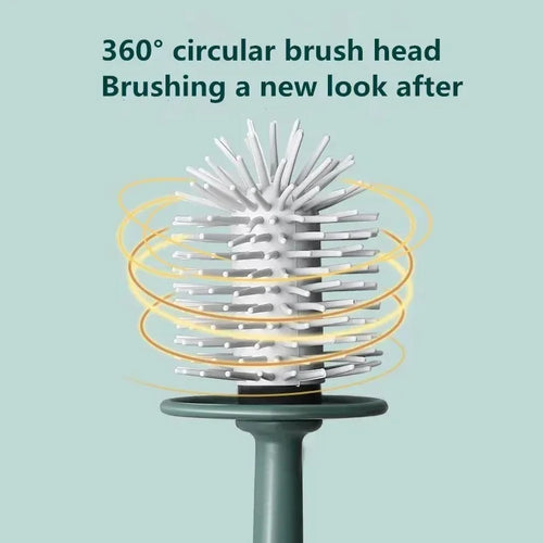 brosse de toilette multifonctionnelle sans perforation avec support en silicone - vue 4 sur 6