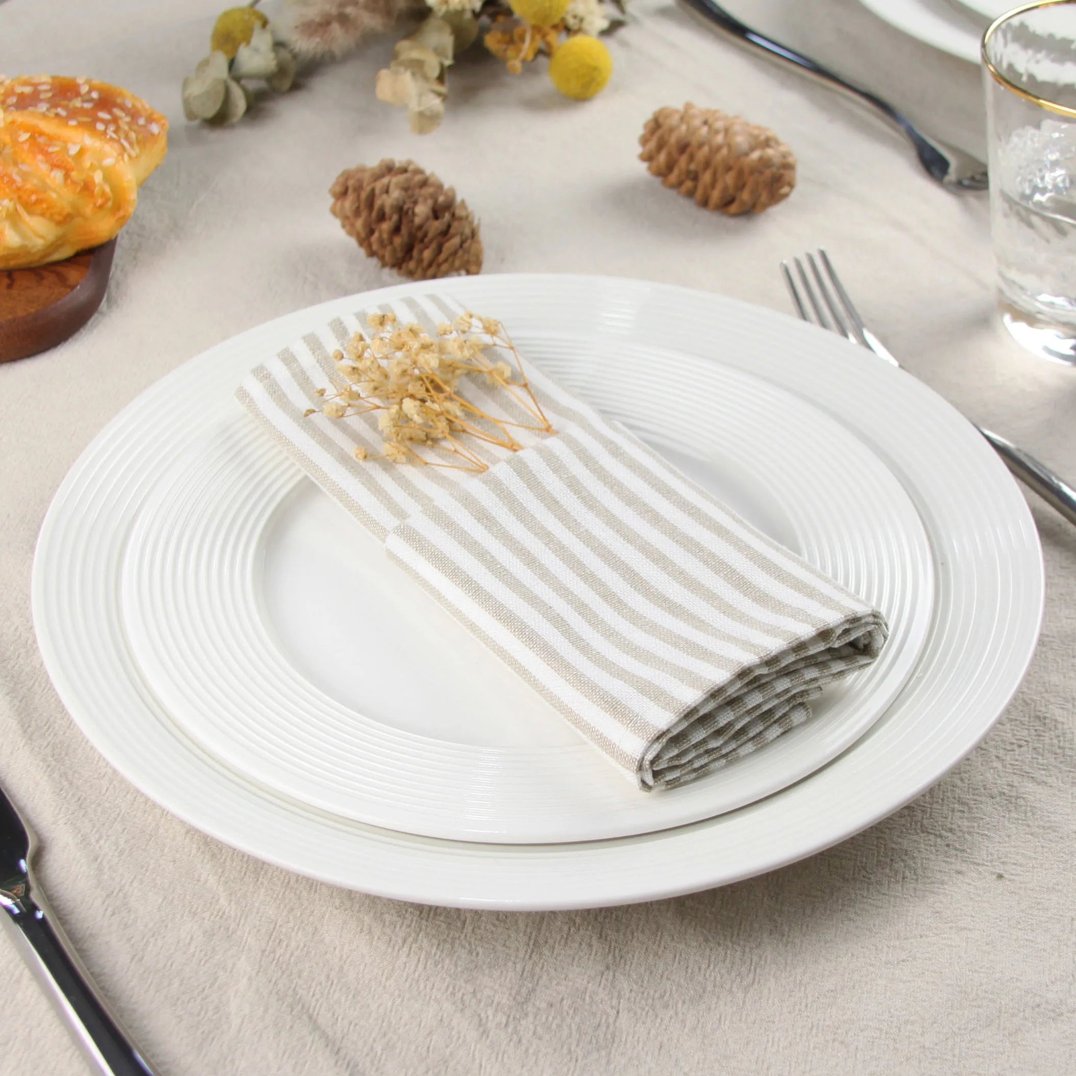 Serviette de table lot 12 lin coton style europe - vue 5 sur 7