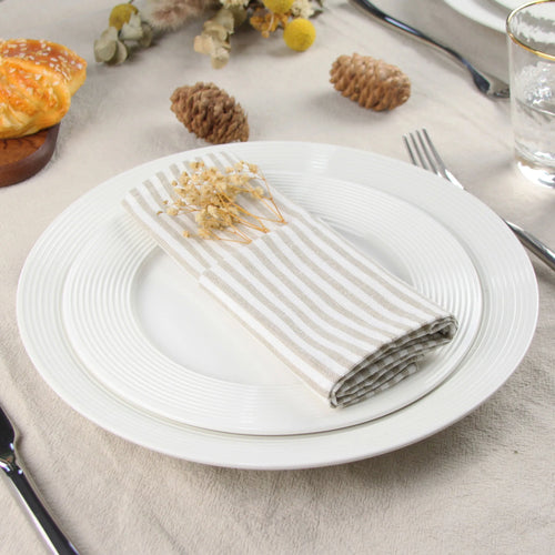 Serviette de table lin coton rayée lot 12