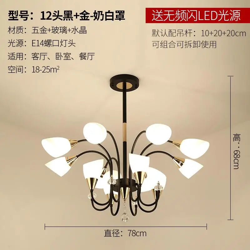 lustre en cristal moderne en cuivre pour éclairage intérieur - vue 10 sur 14
