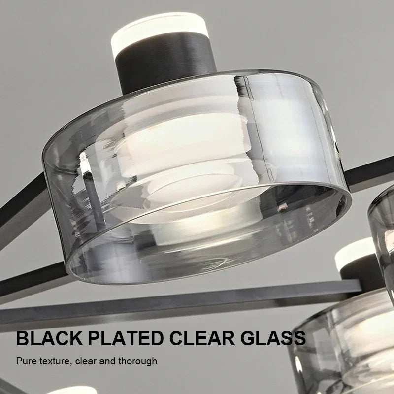 lustre led minimaliste moderne en verre et cuivre