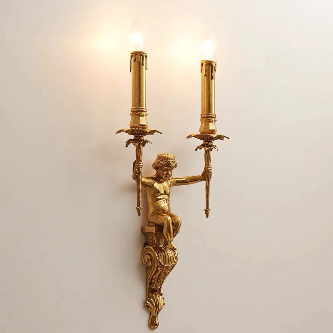 applique murale nordique ange en cuivre luminaire décoratif classique européen - vue 3 sur 7