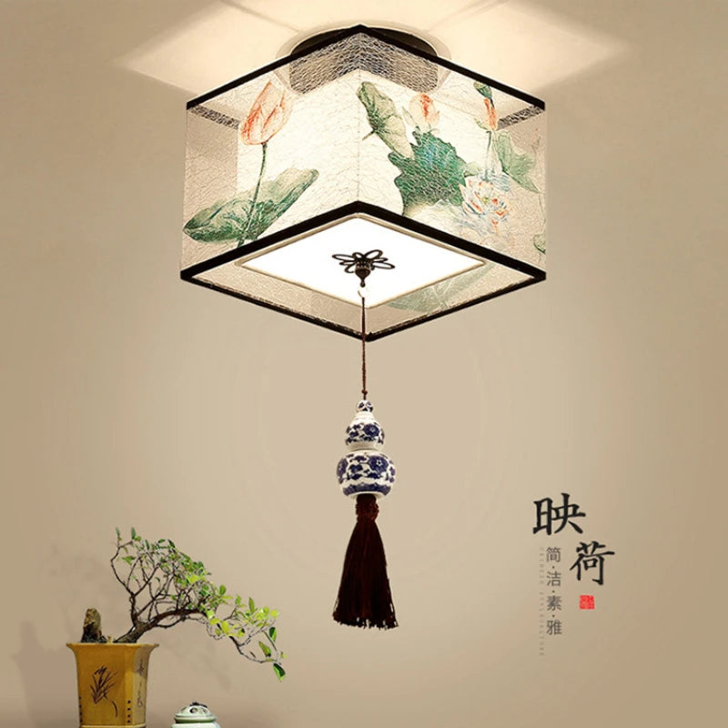 plafonnier style chinois pour hôtel villa hall d'entrée et balcon - vue 4 sur 20