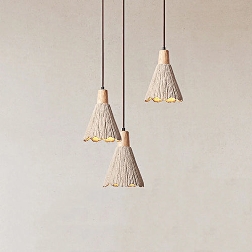 Japanese Wabi Sabi minimalist pendant light with micro cement and LED - vue 2 sur 6