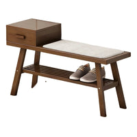 Shoe Storage Bench With Gray Cushion, White Shoe Rack Bench With 2 Storage Rack And Cubby And Drawer, Shoe Cabinet Bench Seat Fo