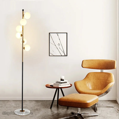 Lampadaire nordique Simple avec boule de verre - vue 3 sur 6