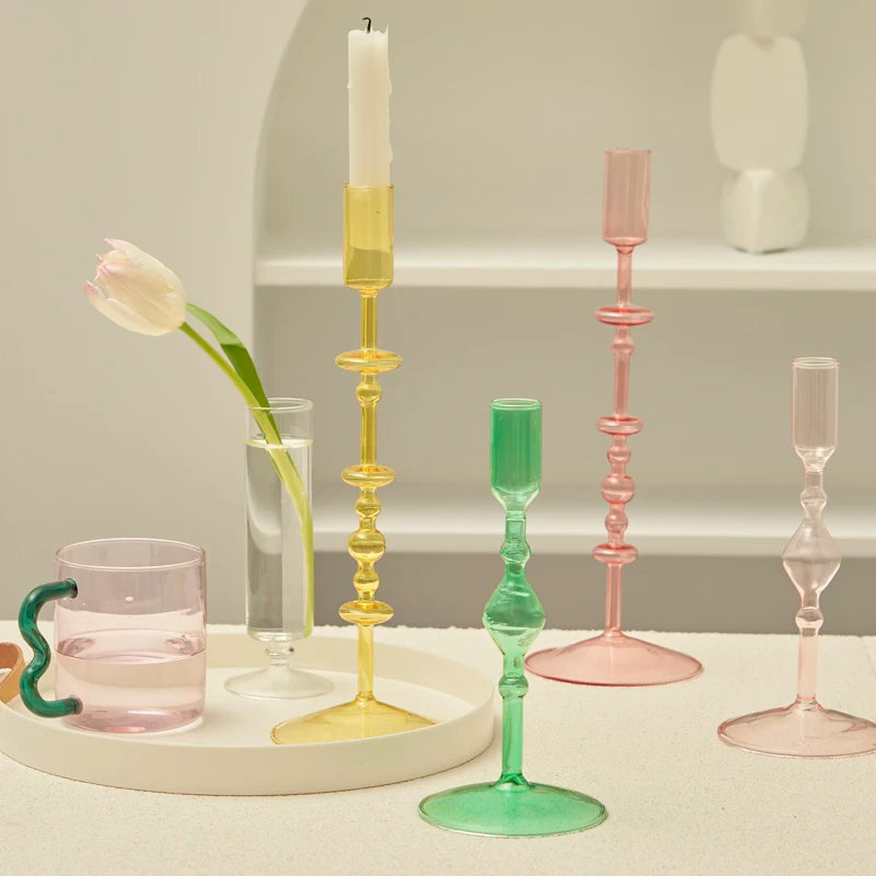 bougeoir en verre pour décoration intérieure créative et élégante - vue 4 sur 18