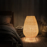 Lampadaire style asiatique en rotin naturel