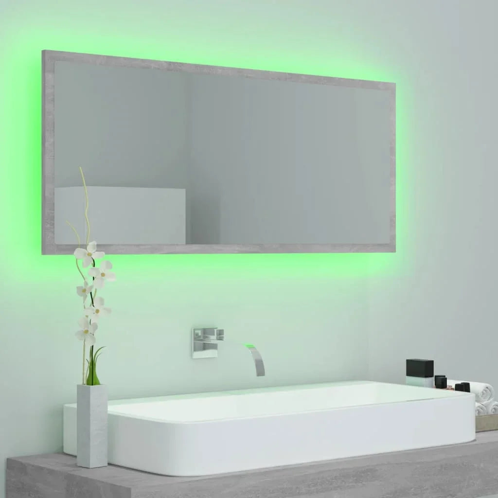 LED bathroom gray concrete 100x37cm acrylic, modern Dressing room furniture girl bedroom bedside cabinet storage vanity wardrobe - vue 4 sur 7