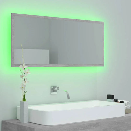 LED bathroom gray concrete 100x37cm acrylic, modern Dressing room furniture girl bedroom bedside cabinet storage vanity wardrobe - vue 5 sur 7
