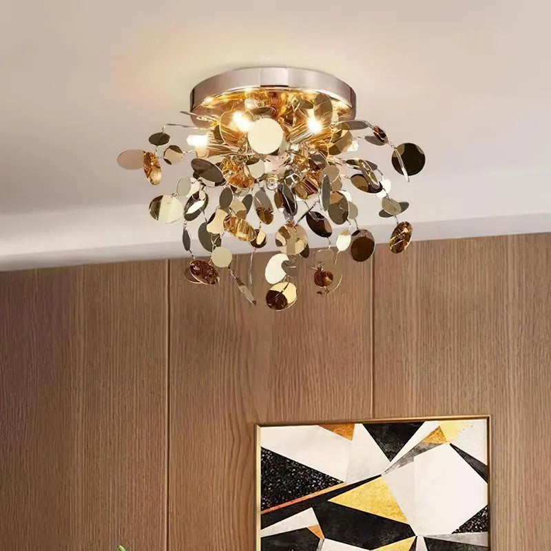 Modern personality G9 stainless steel bedroom ceiling lights Nordic living room, dining room, kitchen decorative ceiling lights - vue 4 sur 10