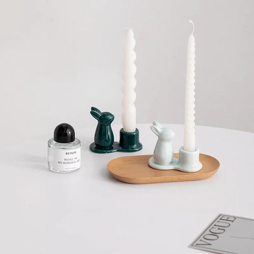 bougeoirs en céramique lapin décoratifs pour la maison - vue 5 sur 11