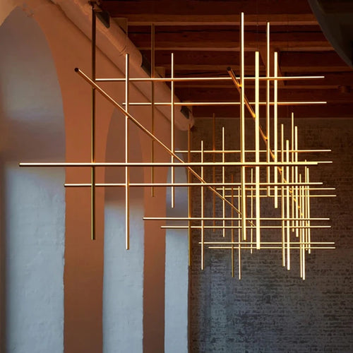 Plafonnier LED linéaire moderne italie lampe suspendue suspendue pour la décoration de l'hôtel lustre de salle à manger - vue 3 sur 15