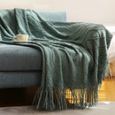 Plaid tricot doux avec pompons style americain salon