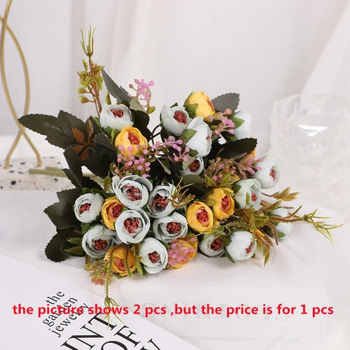 fleurs artificielles en soie bouquet de camélia décoratif - vue 12 sur 11