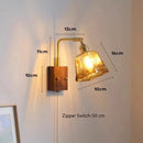 Vintage Japanese wooden wall light minimalist design with switch