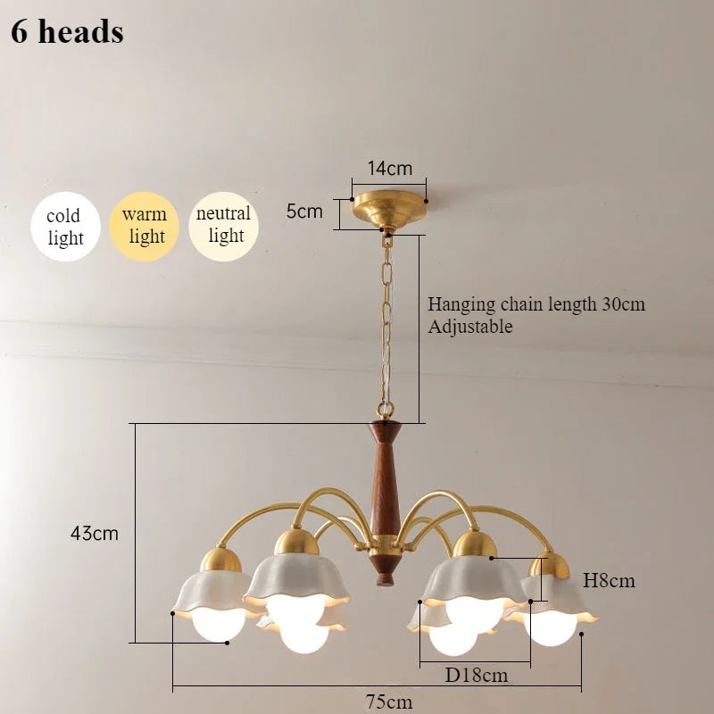 lustre moderne en céramique à fleurs pour intérieur contemporain - vue 8 sur 12