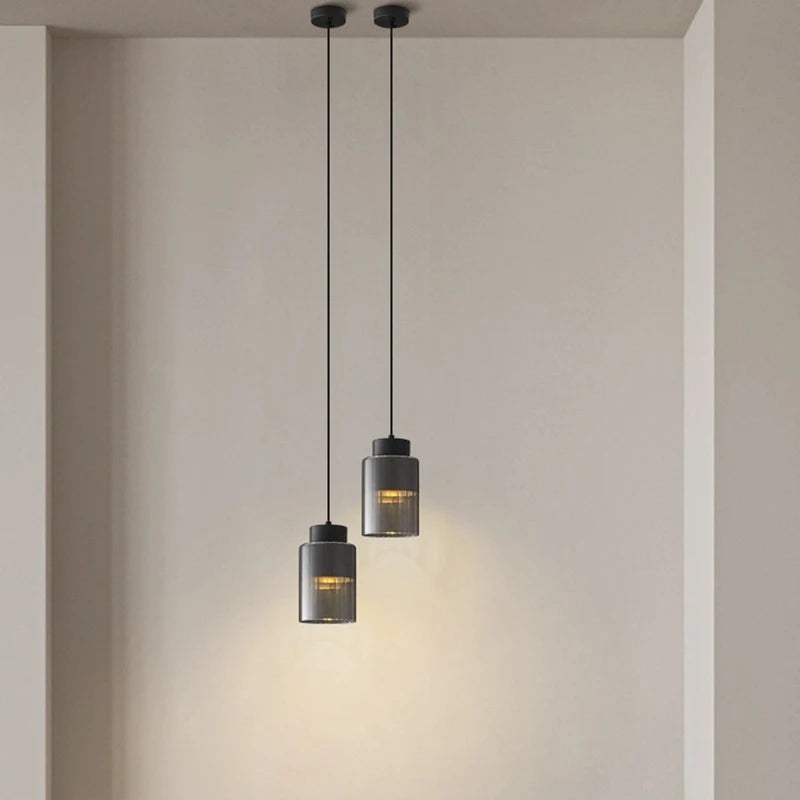 lustre moderne en laiton verre transparent fil réglable - vue 2 sur 8