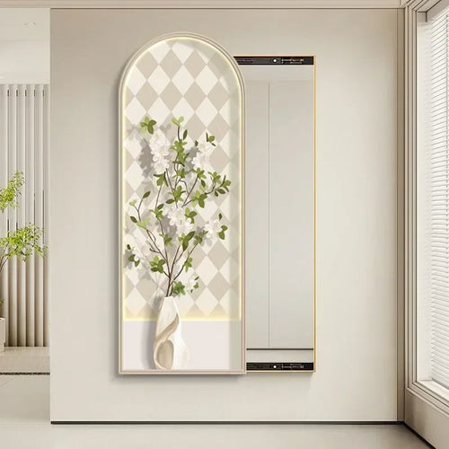 miroir carré nordique décoratif avec cadre floral esthétique - vue 5 sur 9