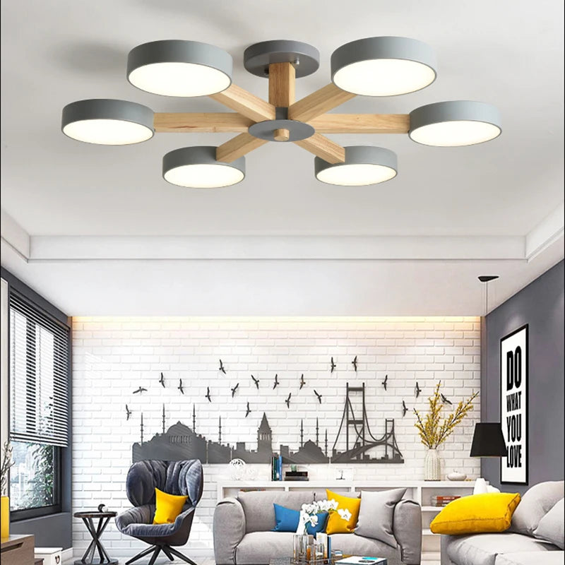Plafonnier Led en bois au design moderne - vue 6 sur 15