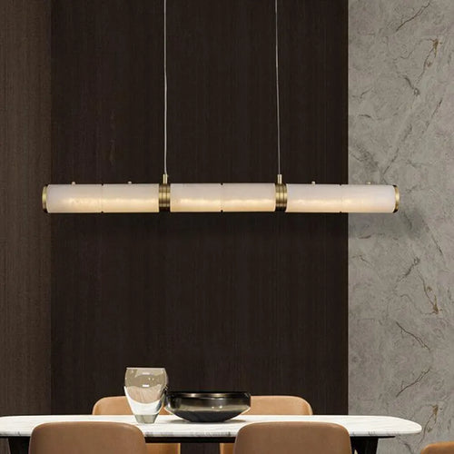 Lumière moderne luxe plein cuivre marbre LED lustre intérieur salon salle à manger bar étude un éclairage en zigzag - vue 2 sur 7