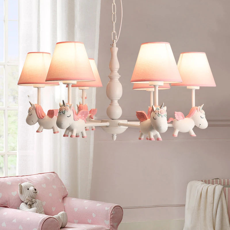 lustre licorne dessin animé pour chambre d'enfant suspendu