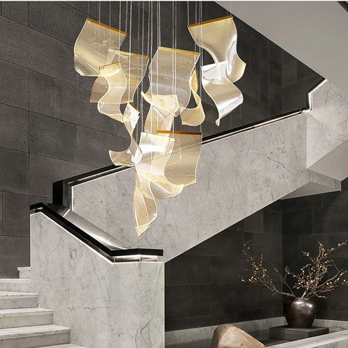 lustre en acrylique à led design pour décoration intérieure moderne - vue 4 sur 14