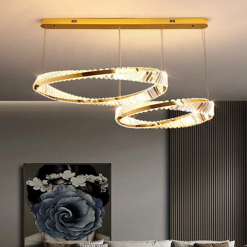 Plafonnier design doré moderne avec cristal - vue 6 sur 14