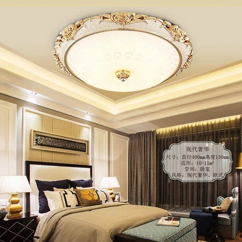 Plafonnier européen rond LED chambre salon lampe balcon allée restaurant décoration verre plafonnier mx10181358 - vue 5 sur 5