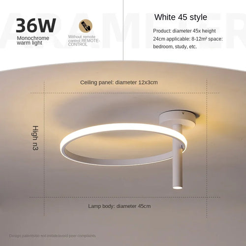 Modern minimalist LED ring ceiling light for home décor - vue 21 sur 24