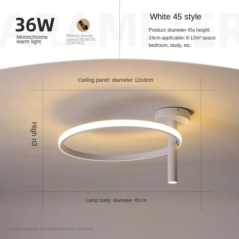 Modern minimalist LED ring ceiling light for home décor - vue 21 sur 24