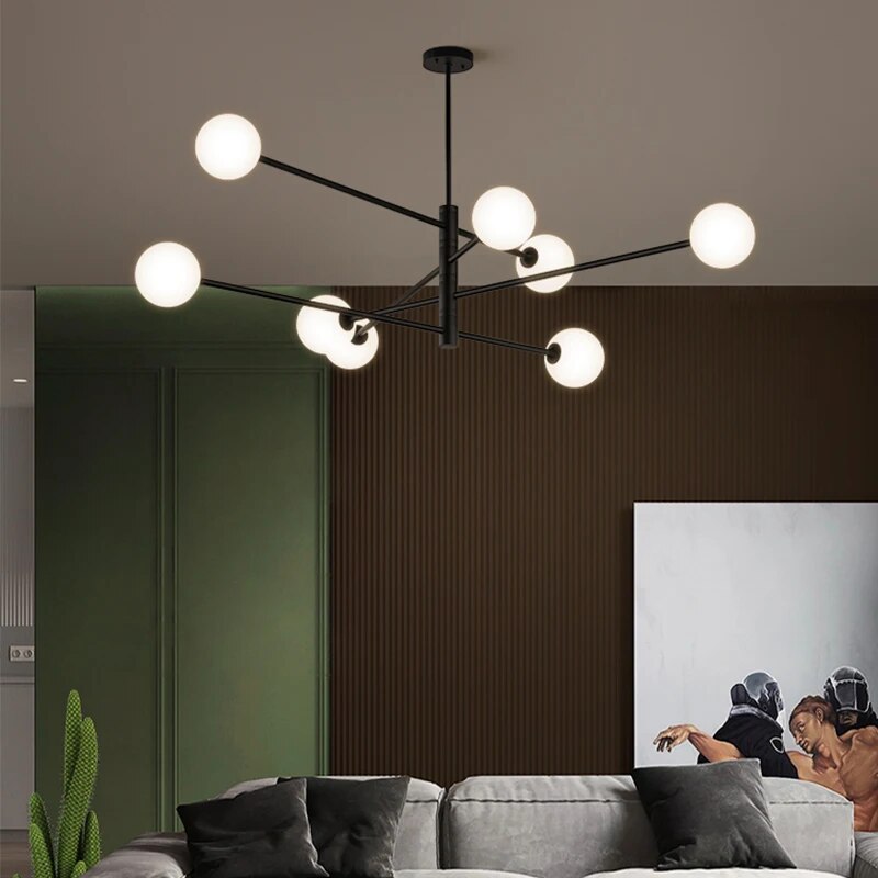 Lustre moderne en verre et laiton - vue 4 sur 12