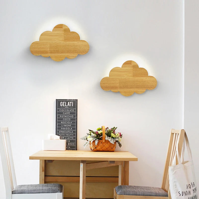 applique murale en bois style nordique moderne pour chambre d'enfant