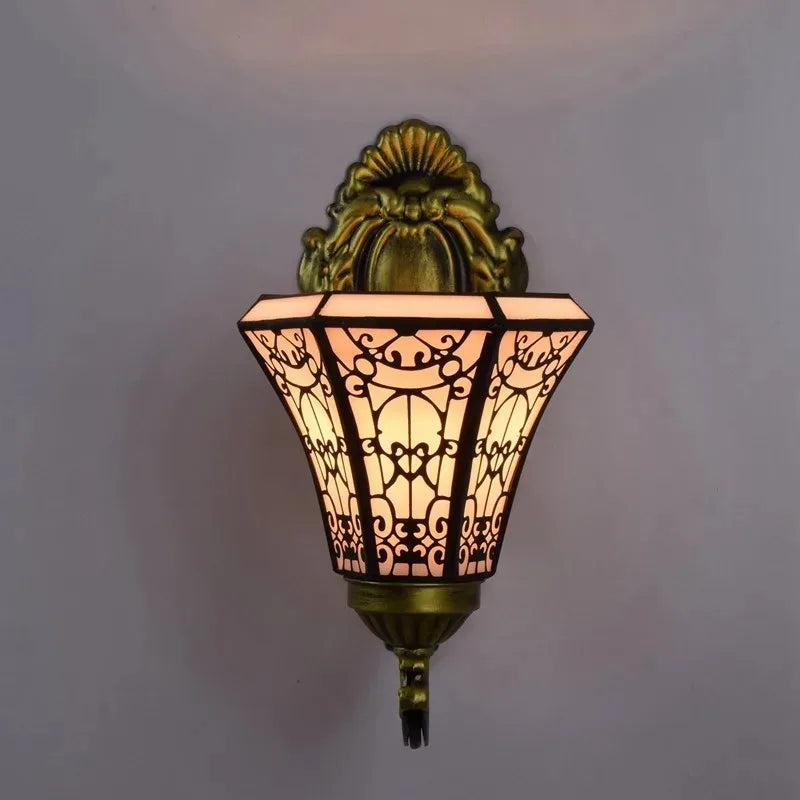 tiffany miroir rétro lampe tournesol simple tête applique murale - vue 4 sur 7