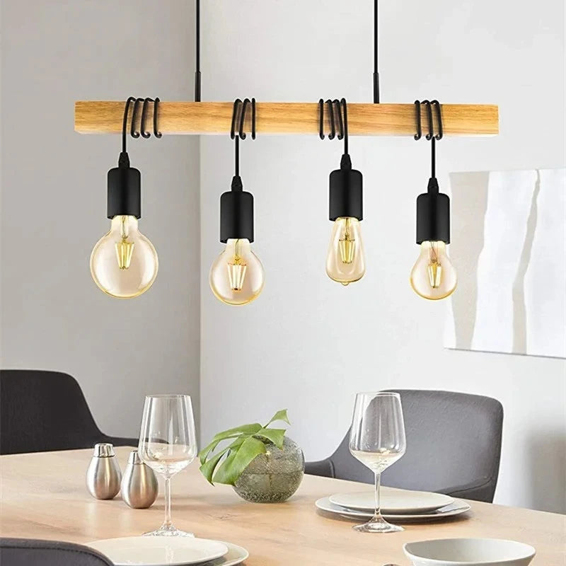 Lustre de Restaurant en bois rétro américain - vue 9 sur 8