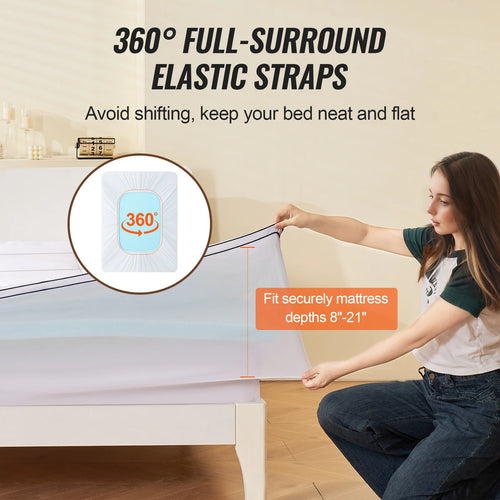 VEVOR Mattress Topper Queen Size 3 in / 4 in Thickness, Memory Foam & Fiber Fill, Ergonomically Designed for Pressure Relief - vue 7 sur 9