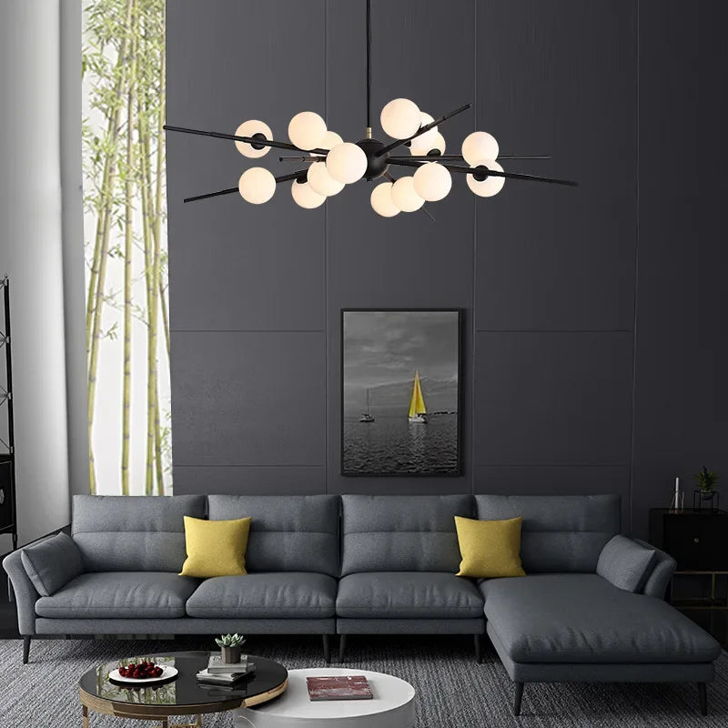 suspension LED design moderne en forme de boule de verre