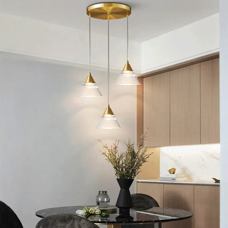 Industrial Pendant Light Fixtures Gold Finish Kitchen Ceiling Lights Crystal Shade Led Chandelier Lustre Christmas Decor Lamp - vue 4 sur 7