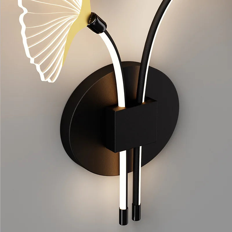 applique murale led en forme de feuille de ginkgo décorative - vue 3 sur 9