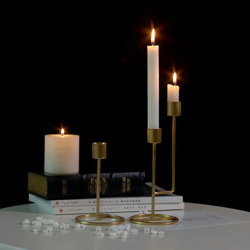 bougeoir en métal créatif pour décoration romantique de mariage - vue 6 sur 14