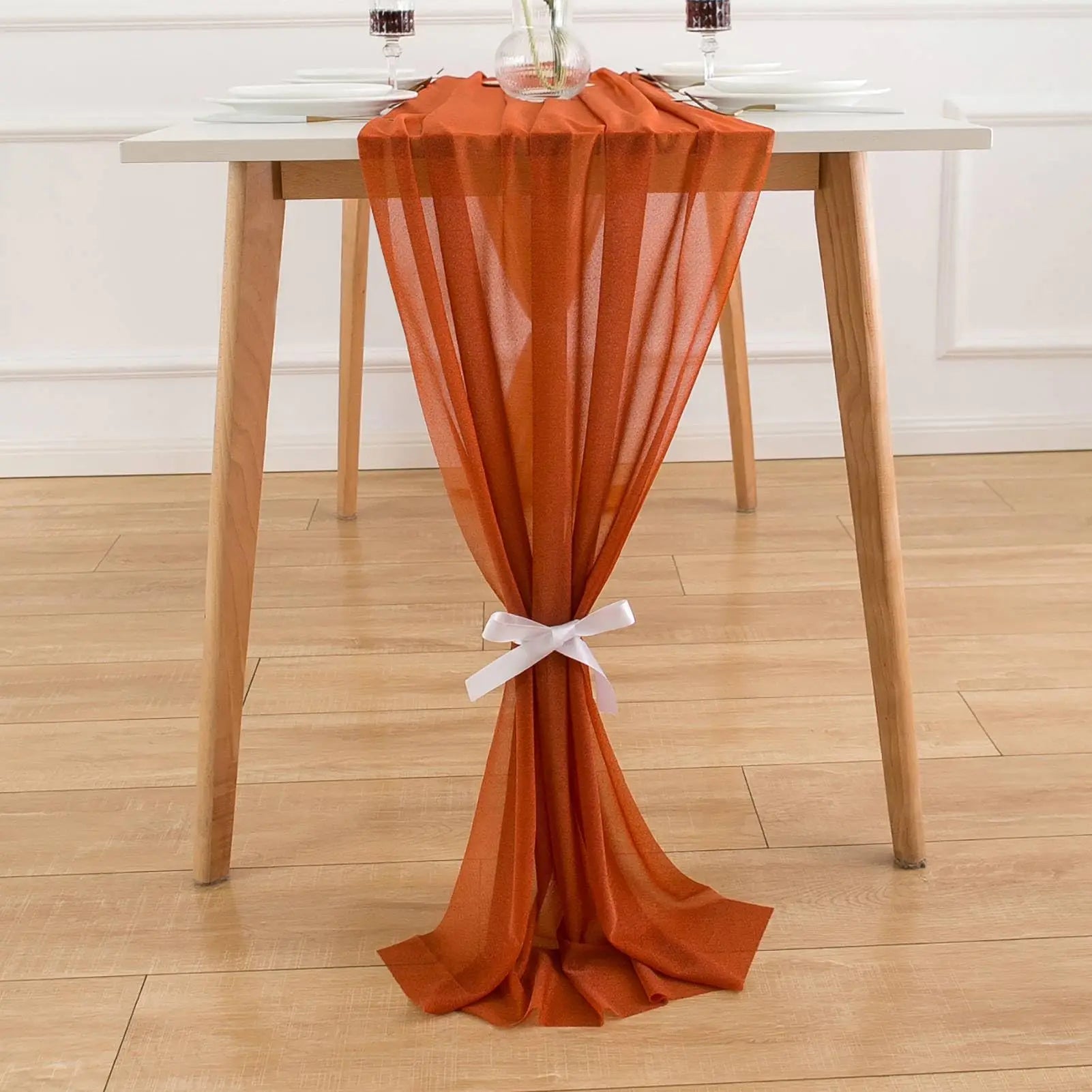 Chemin de table mousseline bohème transparent lot 4 - vue 4 sur 7