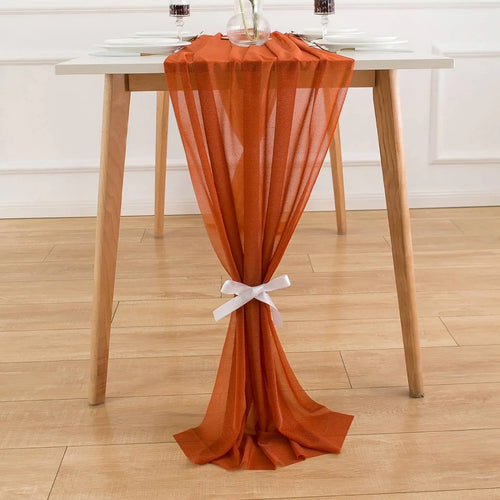 Chemin de table mousseline transparente style boheme couleur - vue 5 sur 7