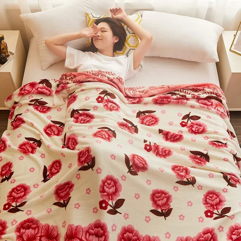plaid polaire fin motifs carreaux floral pour chambre - vue 5 sur 6