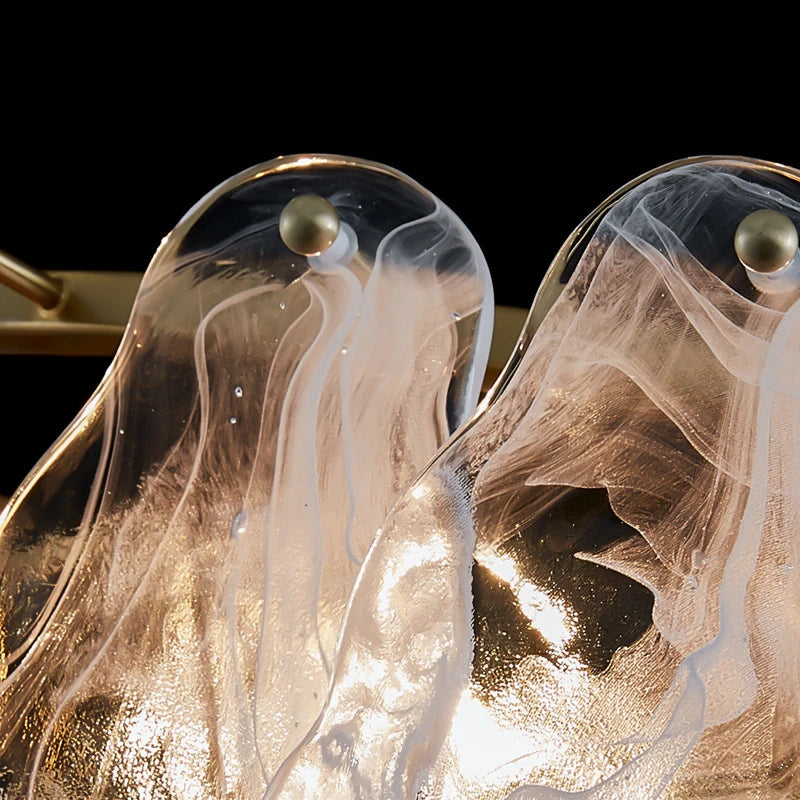 lustre moderne en verre givré doré design suspendu décoratif - vue 6 sur 14