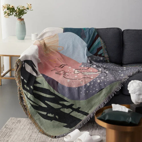 plaid géométrique nordique multiusage pour canapé et lit
