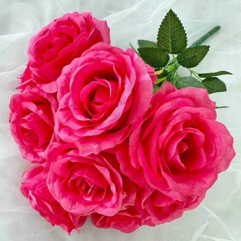 bouquet de roses artificielles en soie pour décoration intérieure - vue 25 sur 28